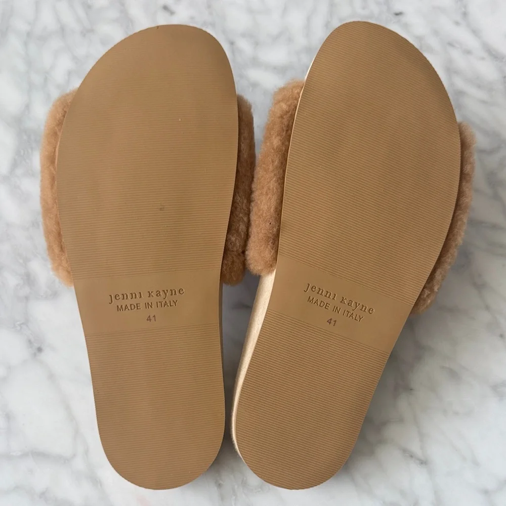 🌼JENNI KAYNE🌼 Tan Shearling Women's Slide Sandals Slippers, Size 41 - Picture 5 of 11